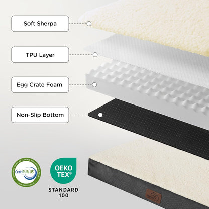 Bedsure Large Dog Bed for Crate - Orthopedic Flat Pet Beds with Removable Washable Cover, Egg Crate Foam Crate Mat, Suitable for Pet Up to 50 lbs