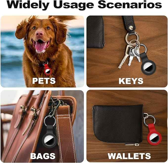 [2 Pack] Case for AirTag 2nd Gen (2026) & 1st Gen, Silicone Holder Keychain Key Ring, Protective Cover for Air Tags, GPS Finder Accessories for Bags, Pets, Kids, Luggage, Black/Red