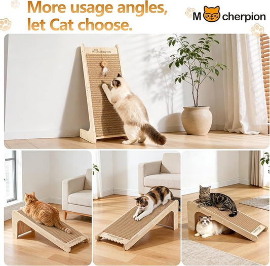 Natural Cork cat Scratching Post-Cat Scratching Pad-cat beds for Indoor Cats-Scratching Board Toy-cat ramp-cat Scratch with 2 Pcs Cardboard,Easy Replace-Eco-Friendly Sustainable-cat Gifts