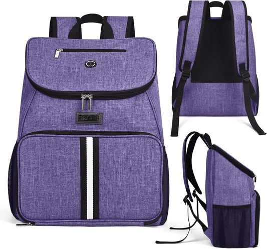 BAGLHER丨Dog Travel Bag, Airline Approved Pet Supplies Backpack, Dog Travel Backpack Accessories Set with 2 Silicone Collapsible Bowls and 2 Food Baskets. Purple - Pawvie