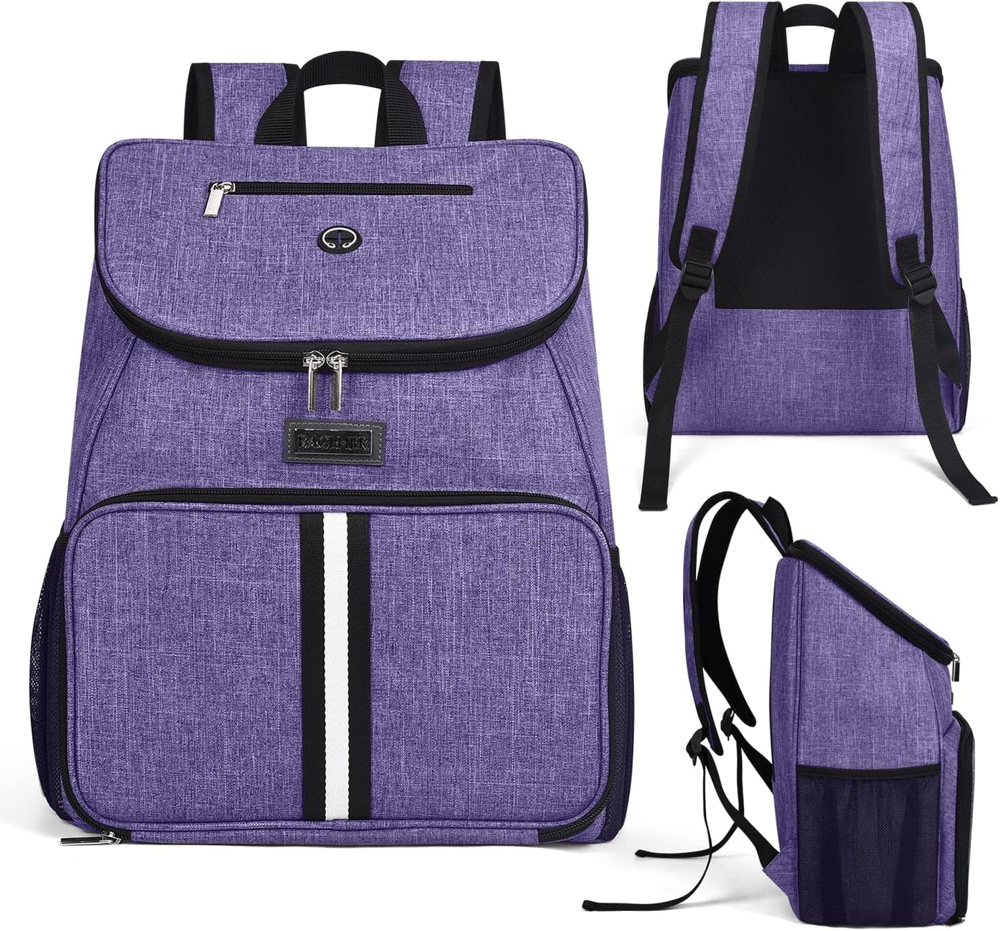 BAGLHER丨Dog Travel Bag, Airline Approved Pet Supplies Backpack, Dog Travel Backpack Accessories Set with 2 Silicone Collapsible Bowls and 2 Food Baskets. Purple - Pawvie
