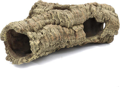 Reptile Terrarium Hideout Decor, Resin Wood Hide Decor for Reptiles, Fish, Amphibians, Small Animals (Medium)