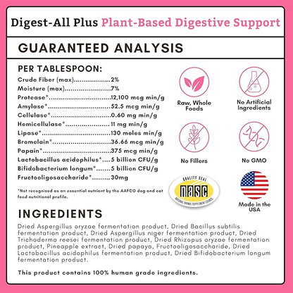 Wholistic Pet Organics Probiotics for Dogs with Digestive Enzymes & Prebiotic Fiber - 8 Oz - Daily Cat & Dog Probiotics for Digestive Health, Anti Diarrhea & Gut Support - Cat Probiotic - 227 Scoops