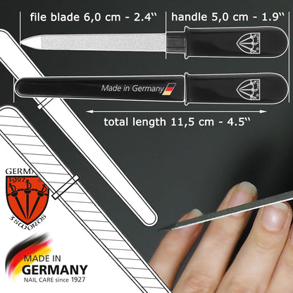 3 Swords Germany - Brand Quality Double Sided (fine & coarse) Sapphire Metal Pocket Nail File (1 Piece), Made in Solingen Germany