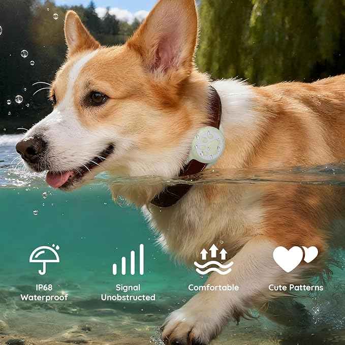 for Airtag Dog Collar Holder, Dog Airtag Holder Waterproof, Lightweight & Soft Silicone Air Tag Case for Pet Collars, Works with Multiple Tracker Tag Products (Luminous, 1 Pack)