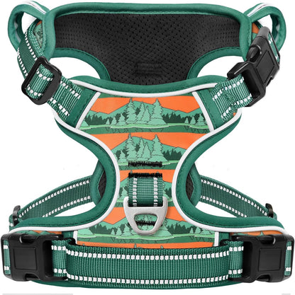 Timos No Pull Dog Harness,No Choke Front Clip Dog Reflective Harness,Adjustable Soft Padded Pet Vest with Easy Control Handle for Medium Dogs,Wilderness,M