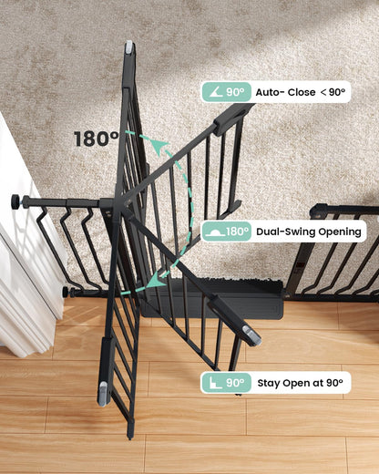 Mom's Choice-GROWNSY Baby Gate for Stairs, 29"-43" Pressure Mounted Pet Gate for Doorways-Auto Close Dog Gate for The House-Easy Installation & Walk Thru Wide Safety Gate, Black