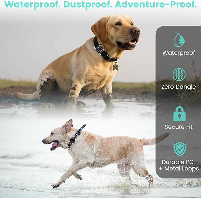 Waterproof Dog Collar Holder for Airtag Pink – Ultra-Durable, Shockproof Case for Pets Compatible with Apple AirTag(Not Included), Anti-Loss Tracker Cover for Dogs & Cats