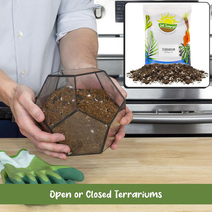 Terrarium Potting Soil Mix (8 Quarts), w/Blended Filtering Charcoal Custom Made for Terrariums
