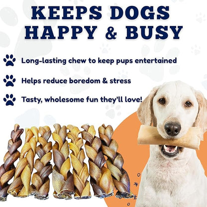Amazing Dog Treats - 6 Inch Braided Collagen Sticks for Dogs - (10 Count) - Collagen Bully Sticks for Dogs