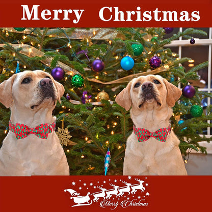 Unique style paws Christmas Dog Collar with Bow Best Winter for Small Medium Large Dogs -Christmas Tree-XS