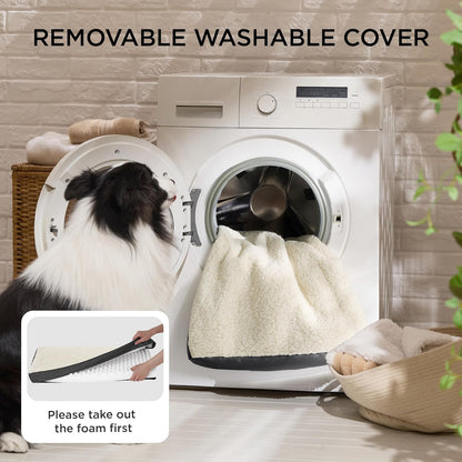 Bedsure Large Dog Bed for Crate - Orthopedic Flat Pet Beds with Removable Washable Cover, Egg Crate Foam Crate Mat, Suitable for Pet Up to 50 lbs