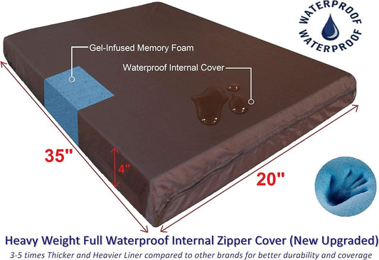 Dogbed4less Premium Gel Memory Foam Dog Bed, Durable Denim Cover with Waterproof Liner and Extra Pet Bed Case, 35"X20"X4" Small to Medium Pet