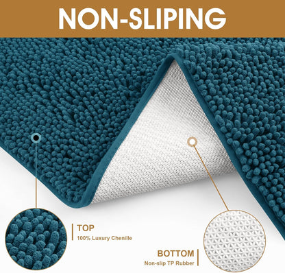 Dog Door Mats for Muddy Paws, Chenille Absorbent Door Mats, Non Slip Heavy Indoor Door Mat for Dogs, Soft Dog Mat for Entryway, Mud Paws, Inside Floor,48" x 38", Teal Blue