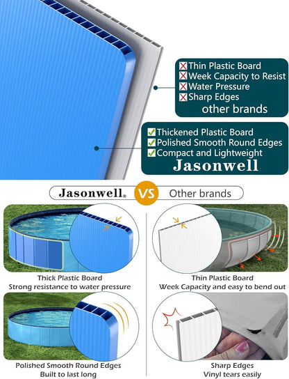 Jasonwell Foldable Dog Pool Collapsible Hard Plastic Dog Swimming Pool Portable Kiddie Pool Pet Pool Doggie Wading Pool Bath Tub for Puppy Small Medium Large Dogs Cats and Kids 97"