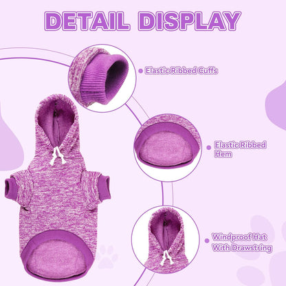Dog Sweaters for Large Dogs Hoodie Fleece Dog Sweater Soft Clothes Sweatshirt with Pocket Hoodie for Large Dogs(Purple&XL)
