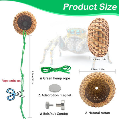 1 Pcs Jumping Spider Accessories，Shelter Made of Cane, Essential for Jumping Spider Hide, Enclosure, and Tarantula Enclosure Accessories