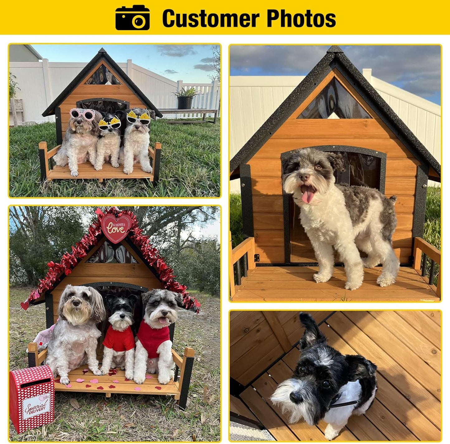 Outdoor Dog House, Waterproof Puppy Shelter Indoor Doghouse with Elevated Floor, Anti-Bite Design Dog Home for Small Medium Dogs with Porch - Pawvie