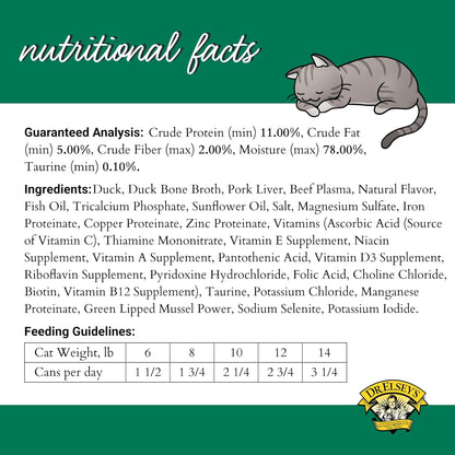 Dr. Elsey's cleanprotein Duck Recipe Wet Cat Food Case of 24, 2.75 oz Canned Food