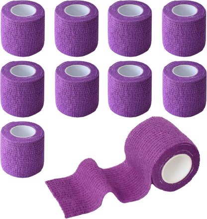 9 Pack 2" x 5 Yards Self Adhesive Bandage Wrap Self Stick Wrap for Ankle, Wrist, Finger, Sports, Breathable Cohesive Vet Tape for Pets (Purple)