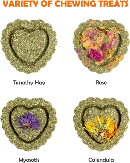 Sofier 28Pcs Timothy Hay Treats Rabbit Toys Bunny Toys Guinea Pig Natural Handmade Treats and Chews for Small Animals Hamster Chinchilla Rat Gerbil