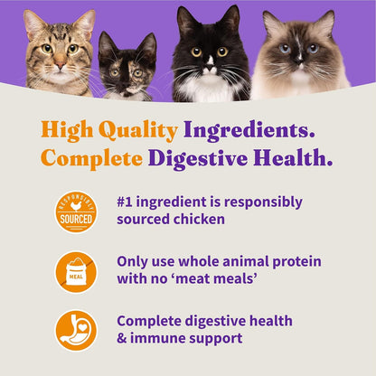 Halo Holistic Cage Free Chicken Cat Food, Grain Free Dry Cat Food, For Healthy Weight Support, Kibble for Indoor Cats, 3 lb Bag