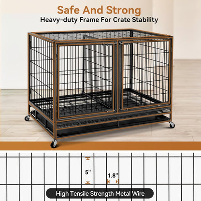 Oranland 48 inch Wire Dog Crate with Divider,2025 New Upgraded Stackable Dog Crate for Nursing Mother Dogs & Puppies,Large Dog Kennel with Reinforced Frame,Sturdy Locks Design/Removable Tray