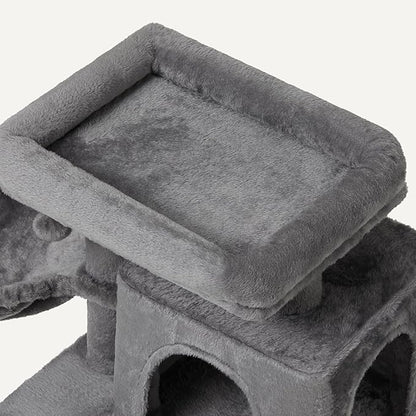 Amazon Basics Indoor Cat & Kittens Multi-Level Climbing Activity Tower with Scratching Posts, 2 Condos, FSC Certified, M - 31.1" (78.9cm) H, Grey