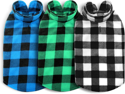 ASENKU Plaid Dog Fleece Vest Pack, Soft & Warm Winter Coat Jacket Pet Clothes for Small & Medium Dogs