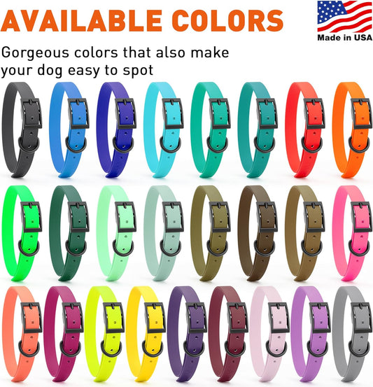 Dogline Biothane Waterproof Dog Collar Strong Coated Nylon Webbing with Black Hardware Odor- Proof for Easy Care Easy to Clean High Performance Fits Small Medium or Large Dogs, Magenta Pink