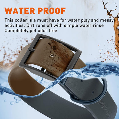 Dogline Biothane Waterproof Dog Collar Strong Coated Nylon Webbing with Black Hardware Odor- Proof for Easy Care Easy to Clean High Performance Fits Small Medium or Large Dogs, Dark Chocolate Brown