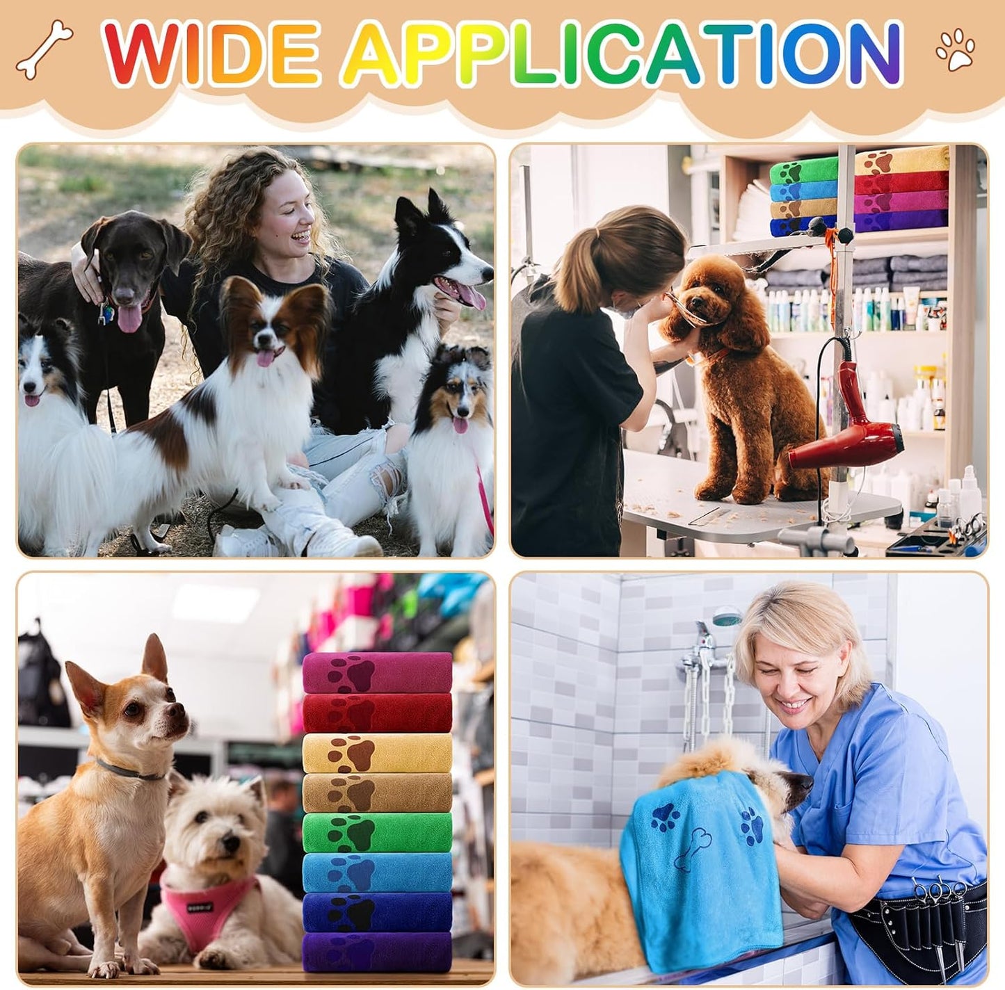 Chumia 8 Pcs Dog Towels for Drying Dogs Cats Pet Towels Bulk Puppy Microfiber Quick Drying Paw Bath Bathing Supplies Absorbent for Medium Pets(Bright Color,40 x 24 Inch)