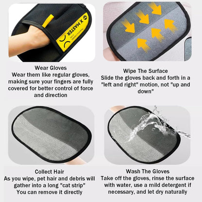 Pet Hair Removal Glove for Cats & Dogs,Pet Hair Remover Electrostatic Gloves,Efficient Pet Grooming Gloves,Reusable Cat & Dog Hair Remover for Couch, Furniture, Carpet, Curtain(3PC)