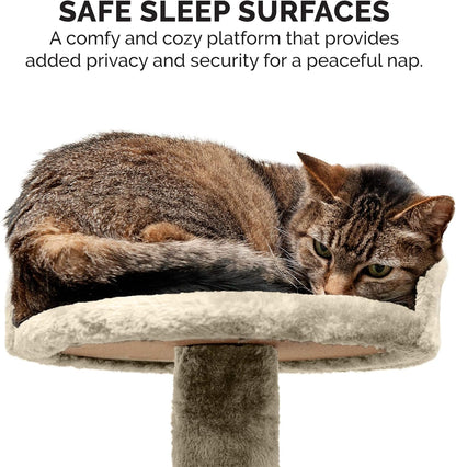 Furhaven 49.5" Tall Cat Tree for Indoor Cats, Ft. Sisal Scratching Posts, Plush Ball Toy, & Busy Box Toy - Tiger Tough Play Stairs Interactive Playground Tower - Cream, One Size