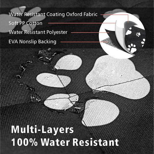 F-color SUV Cargo Liner for Dogs, Water Resistant Pet Cargo Cover Dog Seat Cover Mat for SUVs Sedans Vans with Bumper Flap Protector, Non-Slip, Large Size Universal Fit, Paw Print - Pawvie