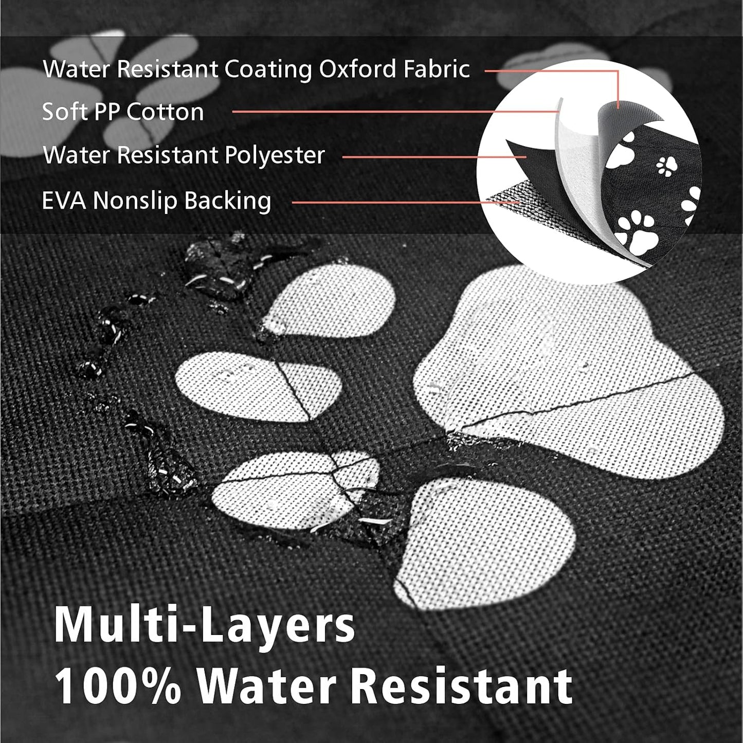 F-color SUV Cargo Liner for Dogs, Water Resistant Pet Cargo Cover Dog Seat Cover Mat for SUVs Sedans Vans with Bumper Flap Protector, Non-Slip, Large Size Universal Fit, Paw Print - Pawvie