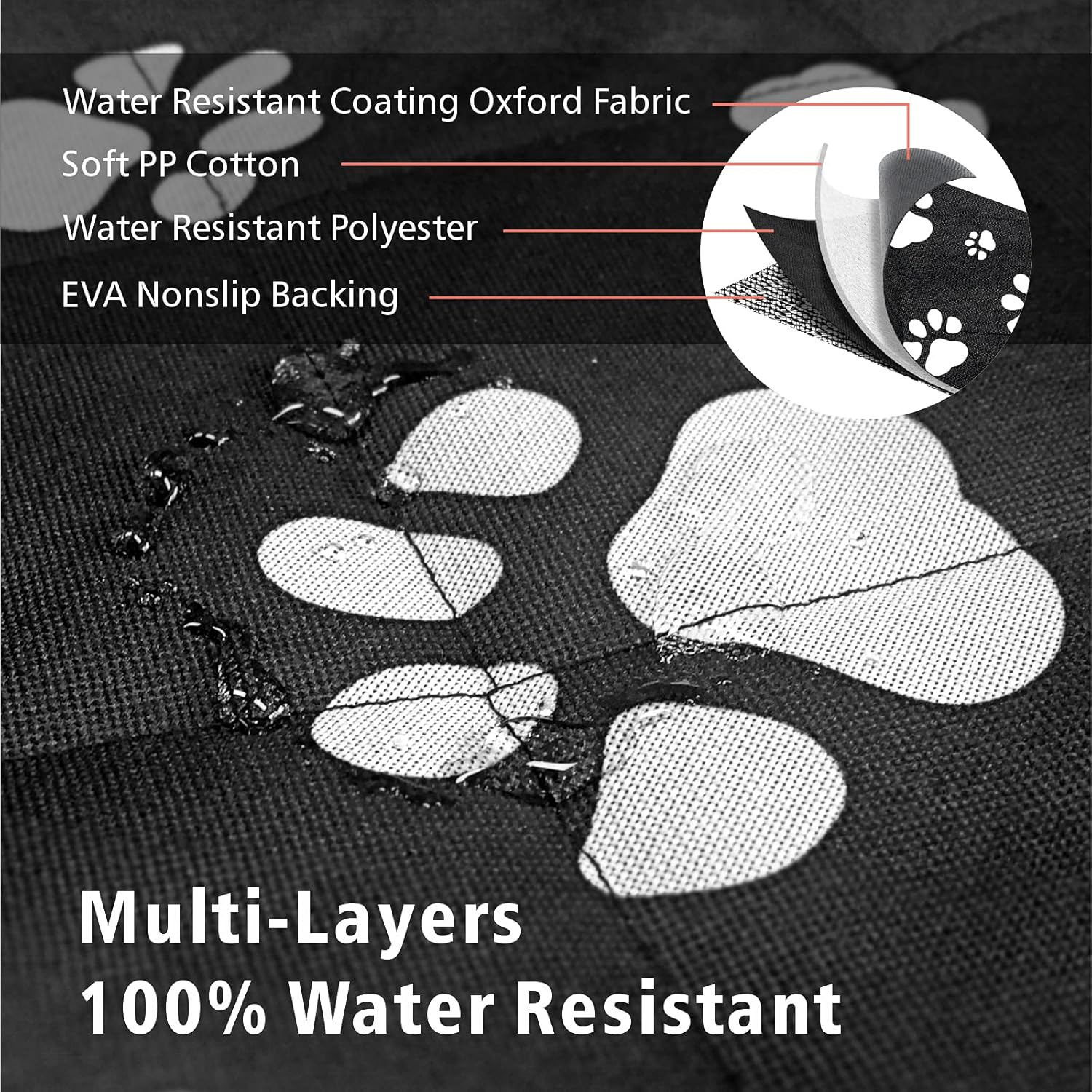 F-color SUV Cargo Liner for Dogs, Water Resistant Pet Cargo Cover Dog Seat Cover Mat for SUVs Sedans Vans with Bumper Flap Protector, Non-Slip, Large Size Universal Fit, Paw Print - Pawvie