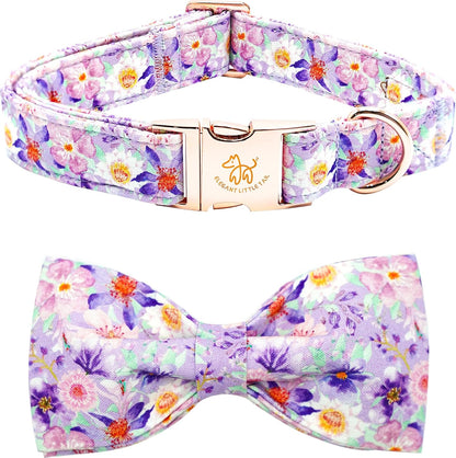 Elegant little tail Dog Collar, Rose Print Pet Collar Summer Dog Collar Durable Metal Buckle Dog Collars Cotton Pet Adjustable Dog Collars for X-Small Dogs