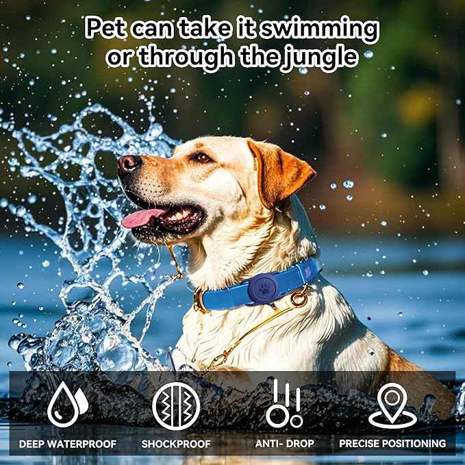2 Pack for Airtag Dog Collar Holder,IPX8 Waterproof for air Tags-2 Pack,for Apple GPS Tracker Accessories丨Compatible with Apple AirTags丨Fits≤ 1.2" Width Collar for Dog cat Pets（Blue）