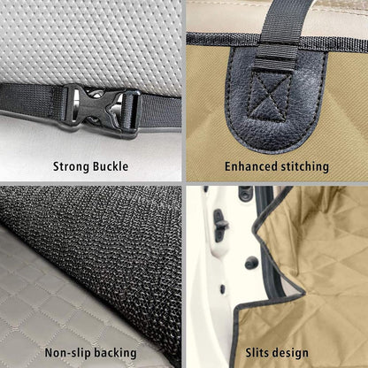 F-color SUV Cargo Liner for Dogs, Water Resistant Pet Cargo Cover Dog Seat Cover Mat for SUVs Sedans Vans with Bumper Flap Protector, Non-Slip, Large Size Universal Fit, Khaki - Pawvie