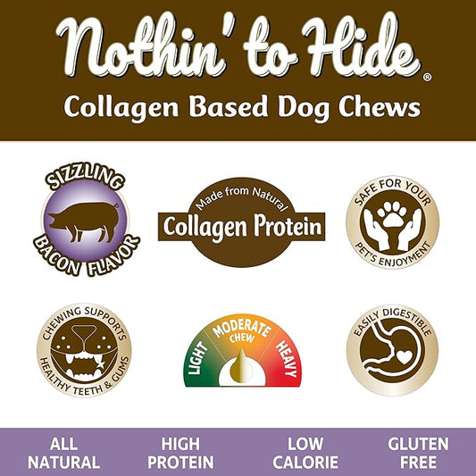 Fieldcrest Farms Nothin' to Hide Twist Stix, Bacon Flavor, Easily Digestible, Supports Skin, Coat, Joints & Muscles, for Moderate Chewers Under 15lbs, 10 Pieces