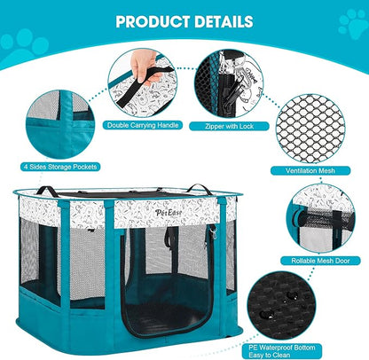 Portable and Foldable Cat Playpen Dog Playpen Small Animal Playepn with Waterproof Bottom, Foldable Pet Cage for Rabbit Puppy Hamster, Indoor/Outdoor Use