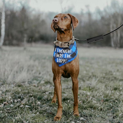 I Thought I was The Baby Funny Red Plaid Cotton Pet Dog Triangle Bandana Bibs, Pet Dog Gender Reveal Pregnancy Announcement Photograph Scarf Photo Props Birthday Party for Pet Dog Lovers Gifts