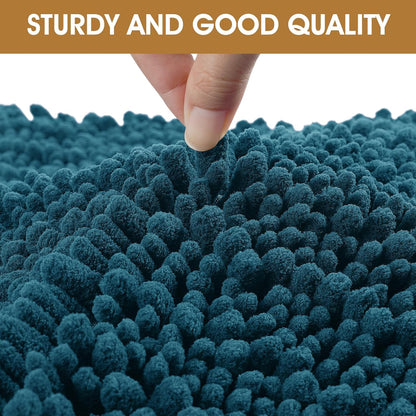 Dog Door Mats for Muddy Paws, Chenille Absorbent Door Mats, Non Slip Heavy Indoor Door Mat for Dogs, Soft Dog Mat for Entryway, Mud Paws, Inside Floor,48" x 38", Teal Blue
