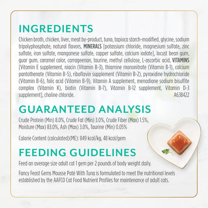 Fancy Feast Gems Pate Cat Food Mousse With Tuna and a Halo of Savory Gravy Cat Food - (Pack of 8) 4 oz. Boxes