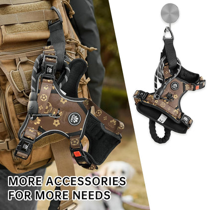 NESTROAD No Pull Dog Harness,Adjustable Oxford Dog Vest Harness with Leash,Reflective No-Choke Pet Harness with Easy Control Soft Handle for Medium Dogs(Medium,Dark Brown)