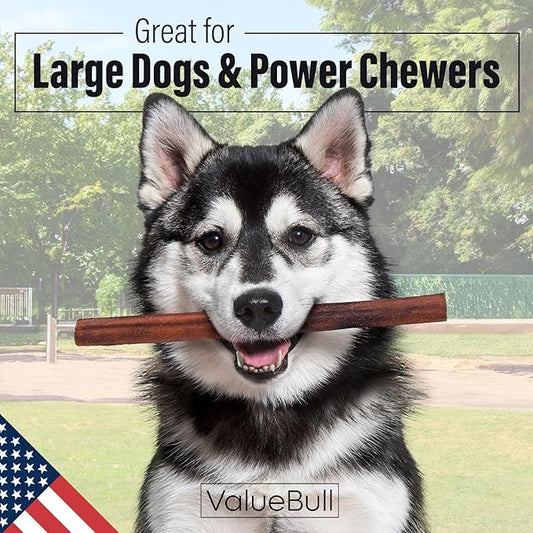 ValueBull USA Collagen Sticks for Dogs, 12 Inch Jumbo Chews, Natural Long-Lasting Dog Treats, 100 Count Bulk Pack - Promotes Joint, Skin & Coat Health with Glucosamine and Chondroitin