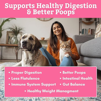 Wholistic Pet Organics Probiotics for Dogs with Digestive Enzymes & Prebiotic Fiber - 2 Oz - Daily Cat & Dog Probiotics for Digestive Health, Anti Diarrhea & Gut Support - Cat Probiotic - 57 Scoops