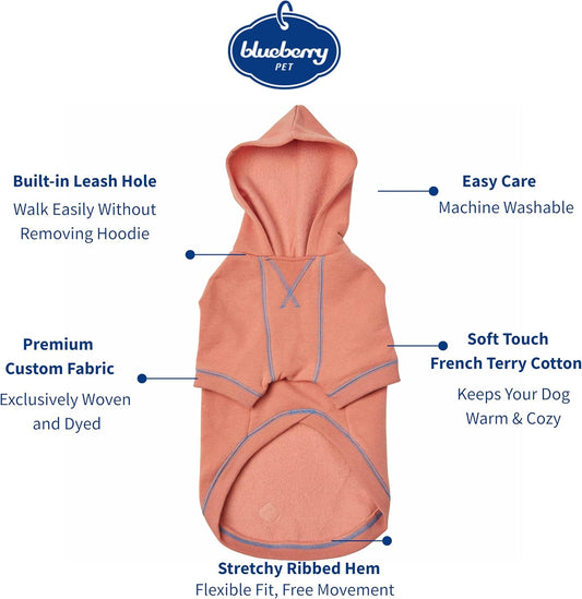 Blueberry Pet Hoodie – 14″ Soft Cotton‑Blend Winter Sweatshirt, Coral, Award‑Winning Small‑Dog Jersey