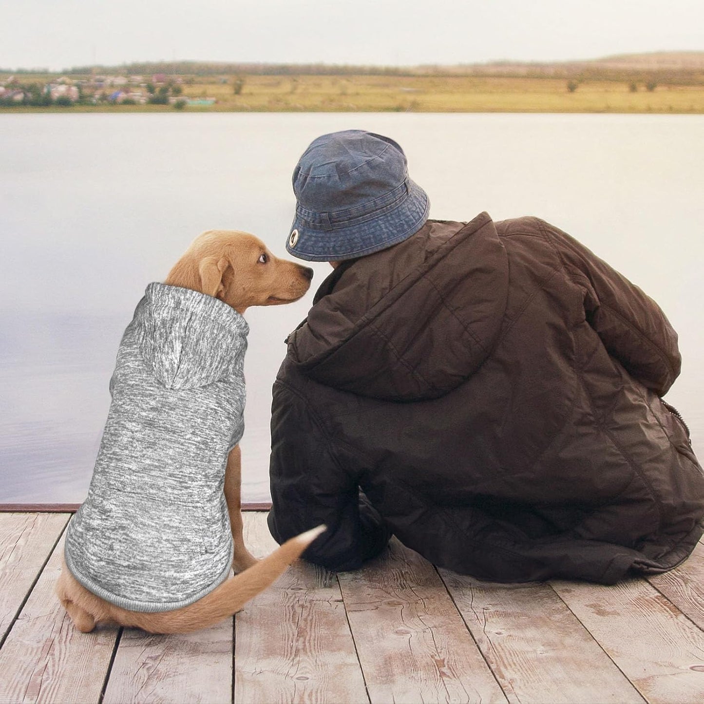 Dog Sweaters for Large Dogs Dog Hoodie Fleece Dog Sweater Soft Dog Clothes Sweatshirt with Pocket Dog Hoodie for Large Dogs(Grey&L)